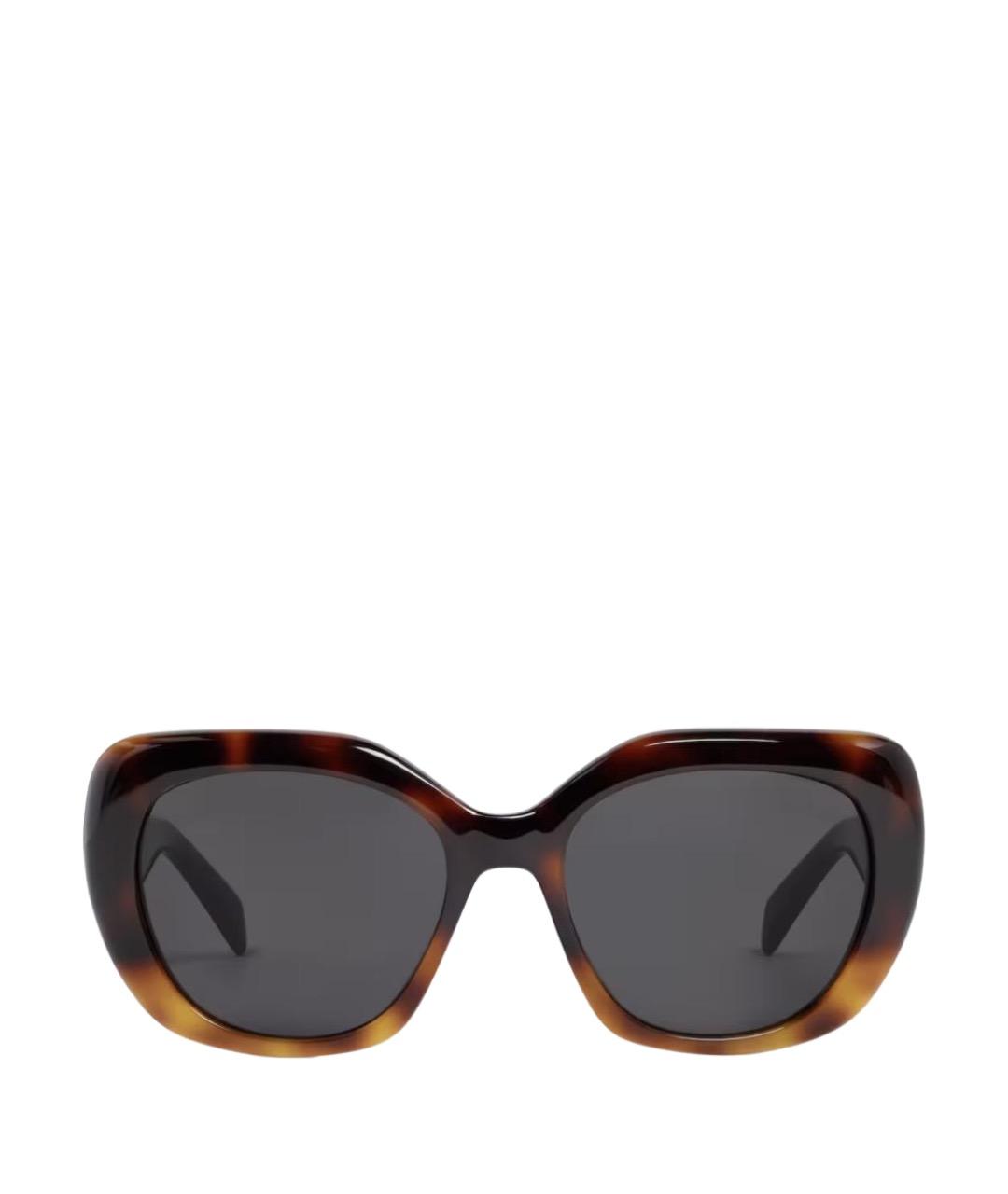 CELINE Коричневые пластиковые солнцезащитные очки, фото 1