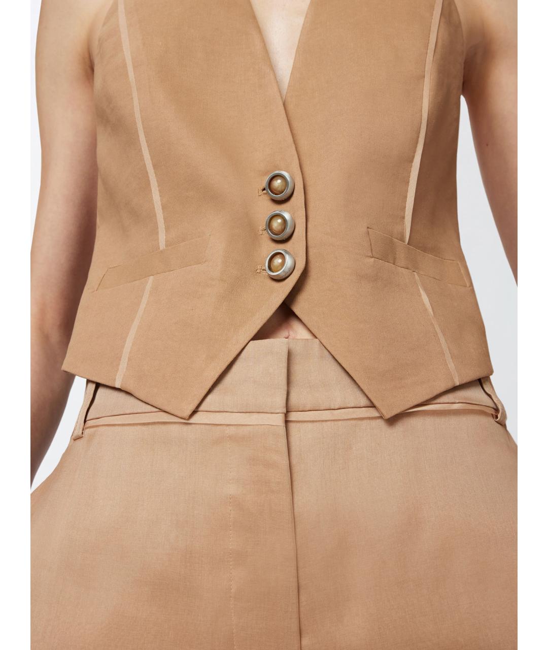 PINKO Бежевый вискозный жилет, фото 5