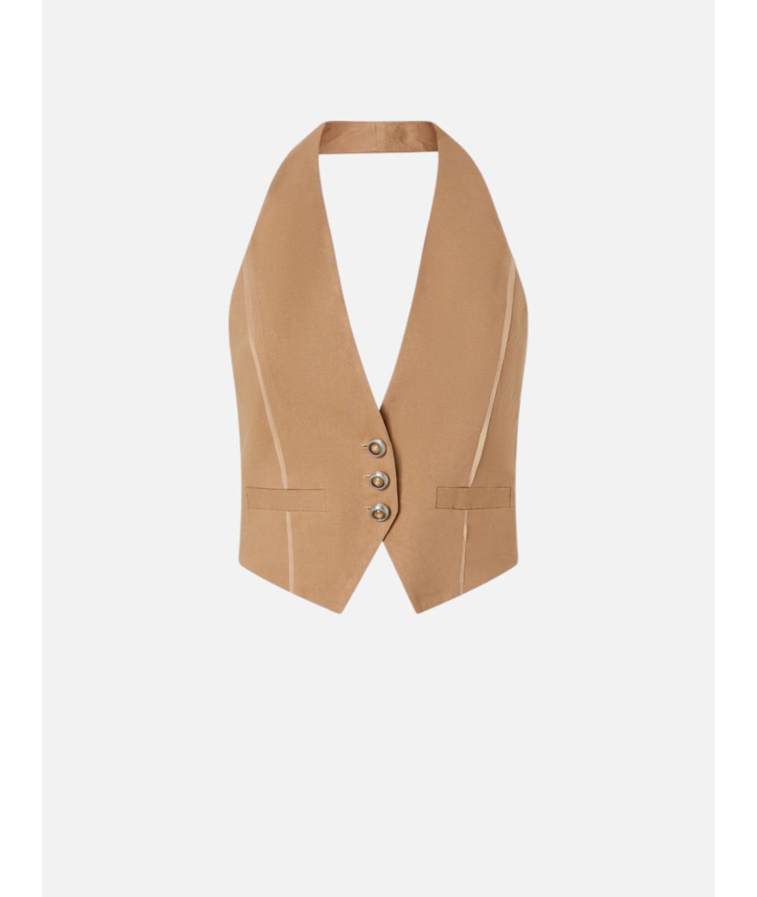 PINKO Бежевый вискозный жилет, фото 7
