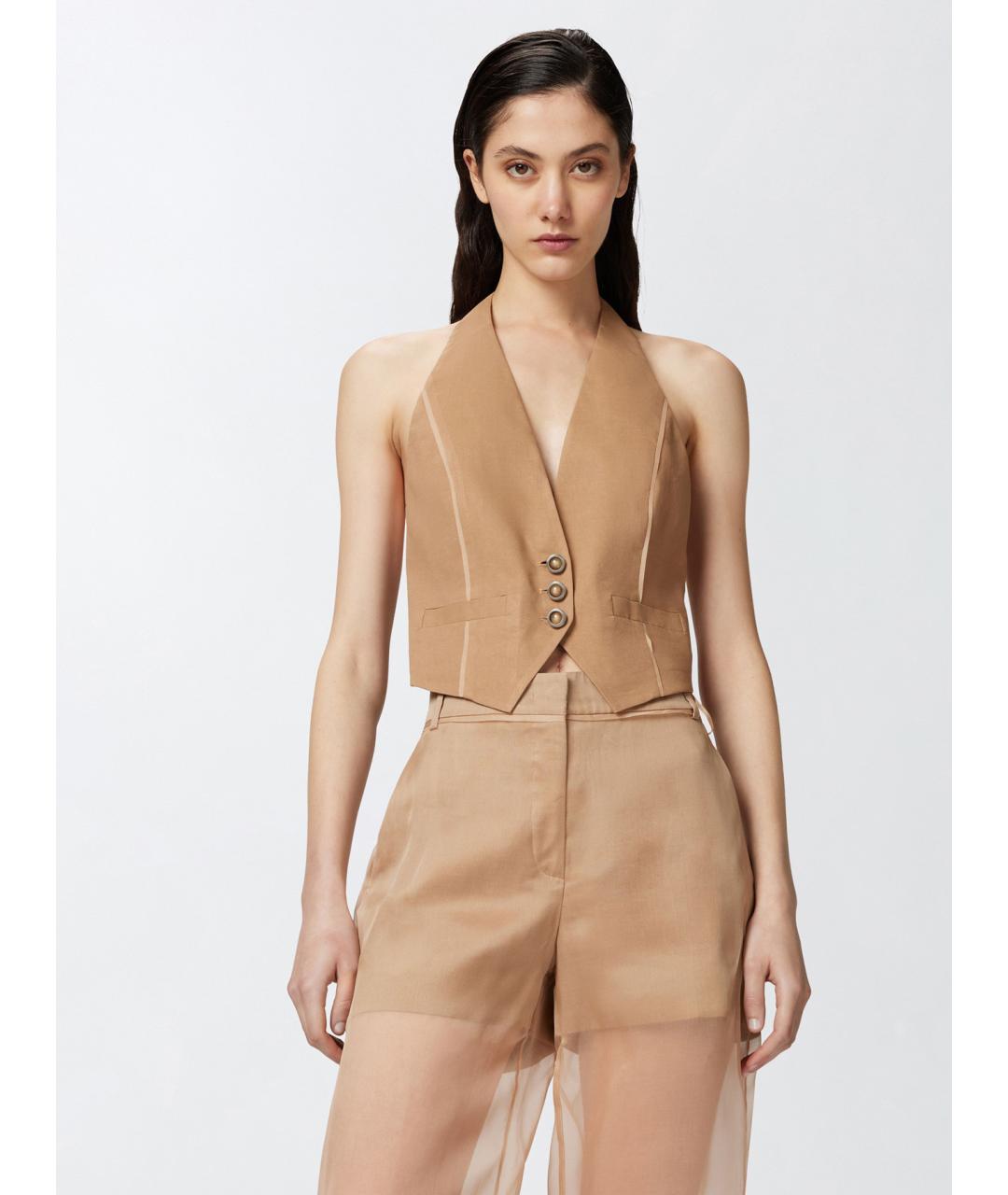 PINKO Бежевый вискозный жилет, фото 3