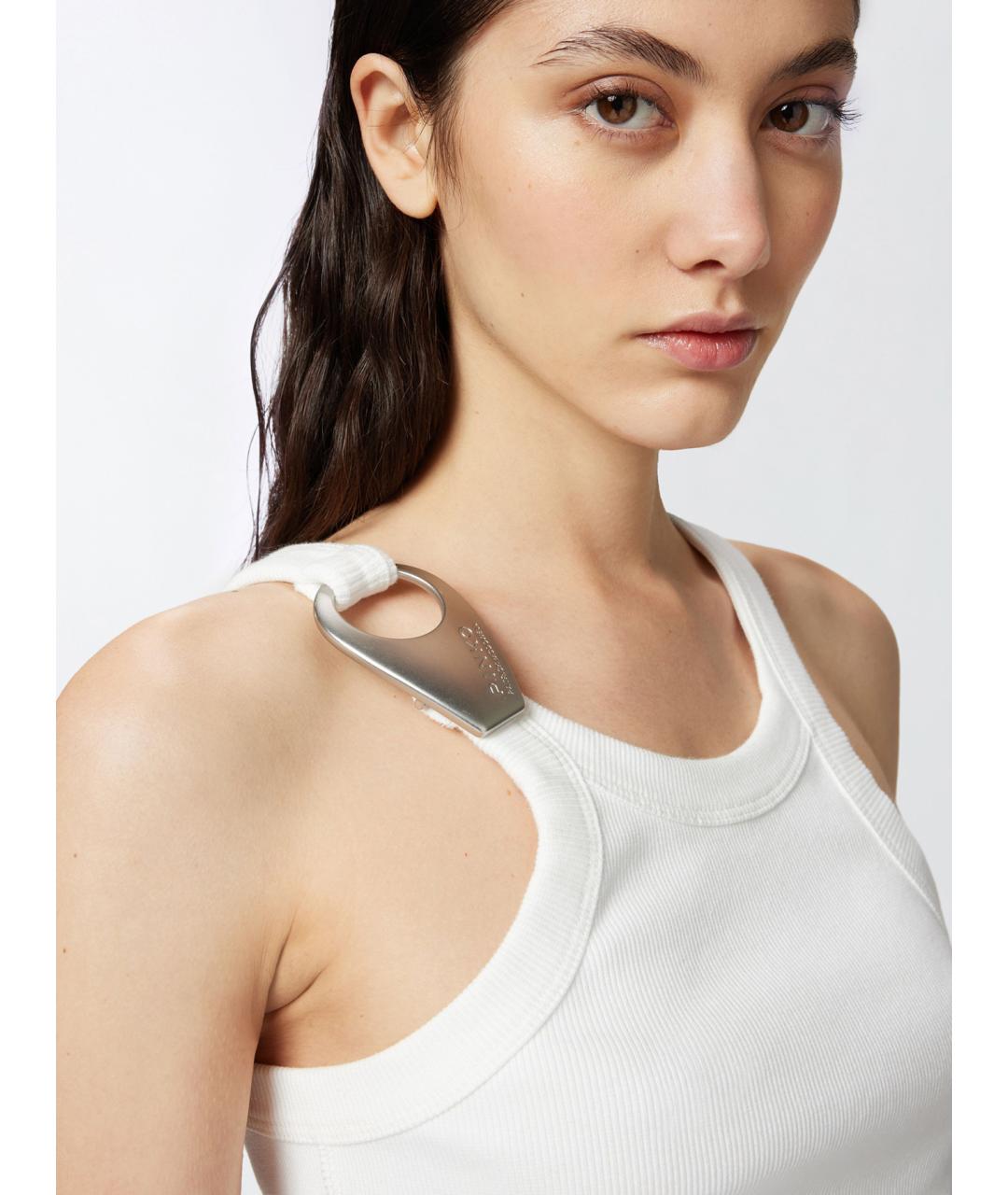 PINKO Белая хлопковая майка, фото 5