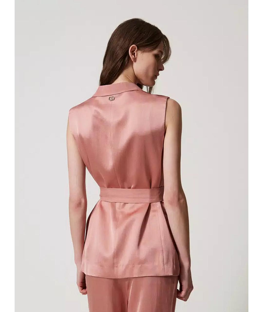 TWIN-SET Розовый вискозный жилет, фото 5