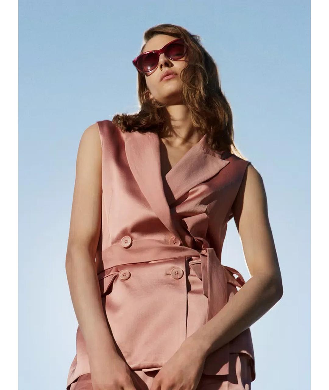 TWIN-SET Розовый вискозный жилет, фото 7