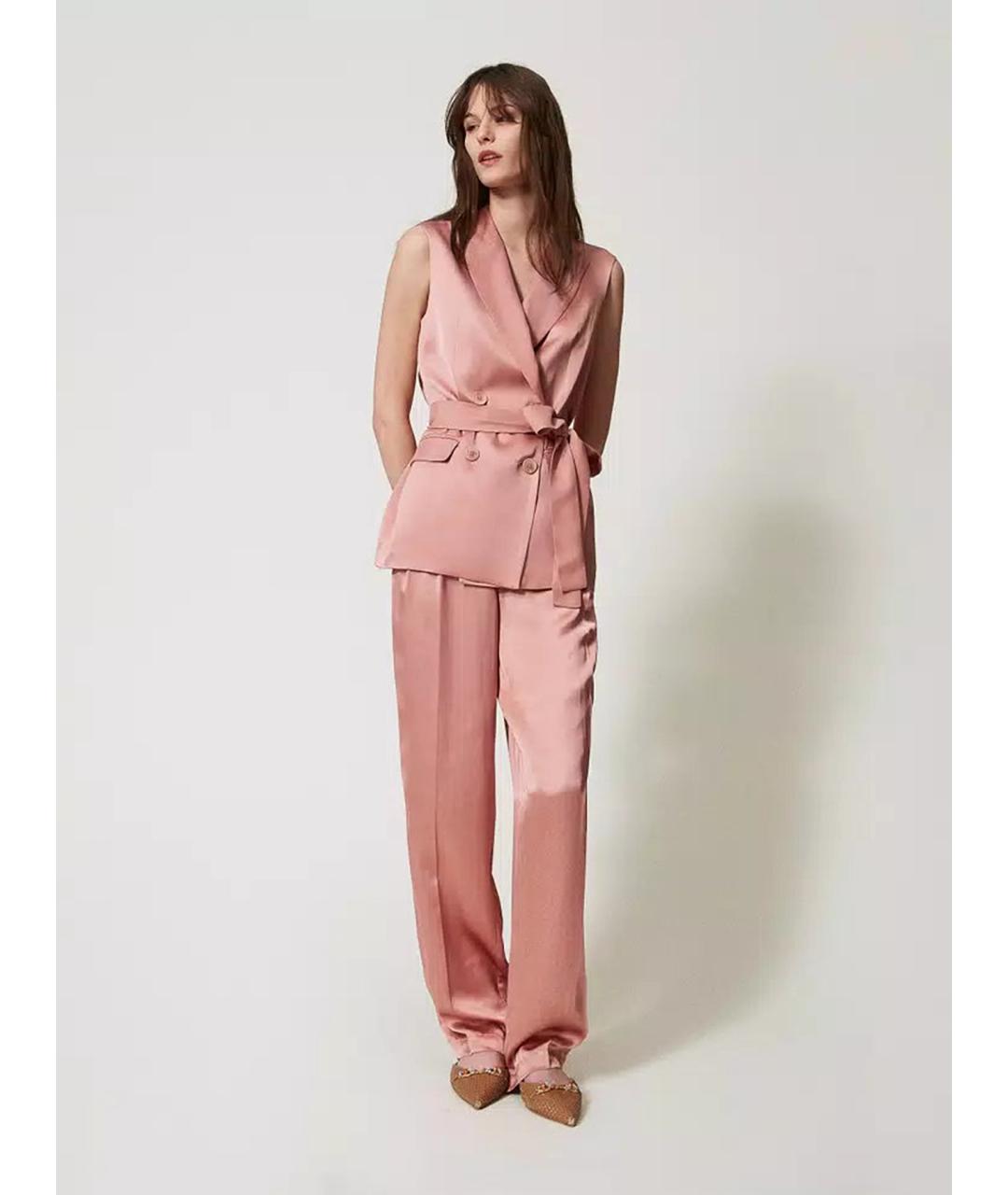 TWIN-SET Розовый вискозный жилет, фото 2