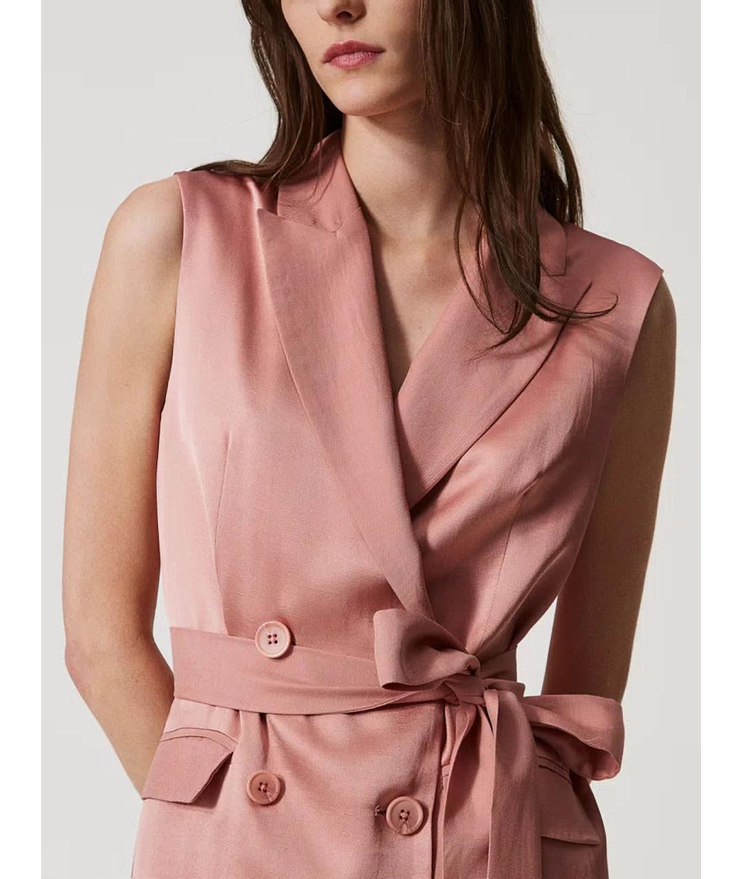 TWIN-SET Розовый вискозный жилет, фото 6