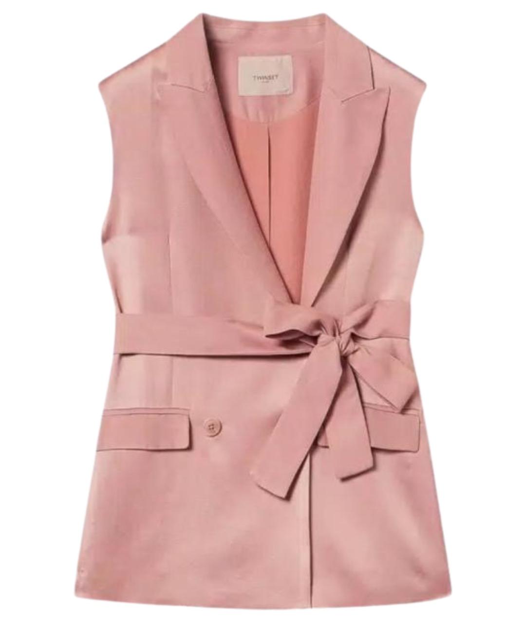 TWIN-SET Розовый вискозный жилет, фото 1
