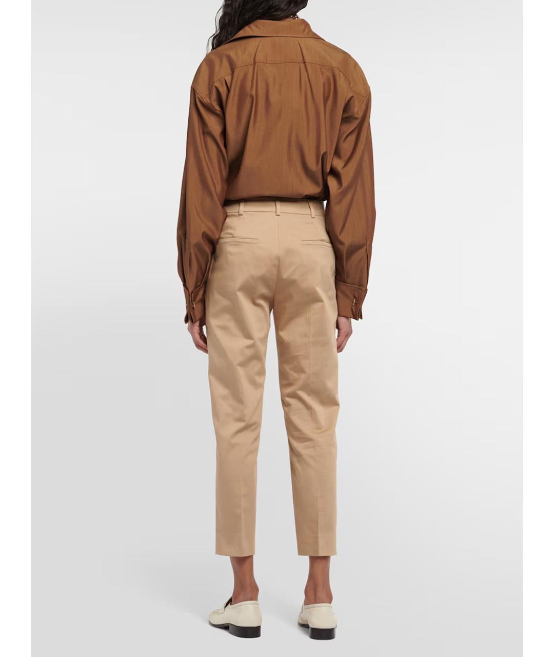 MAX MARA Бежевые хлопковые прямые брюки, фото 3