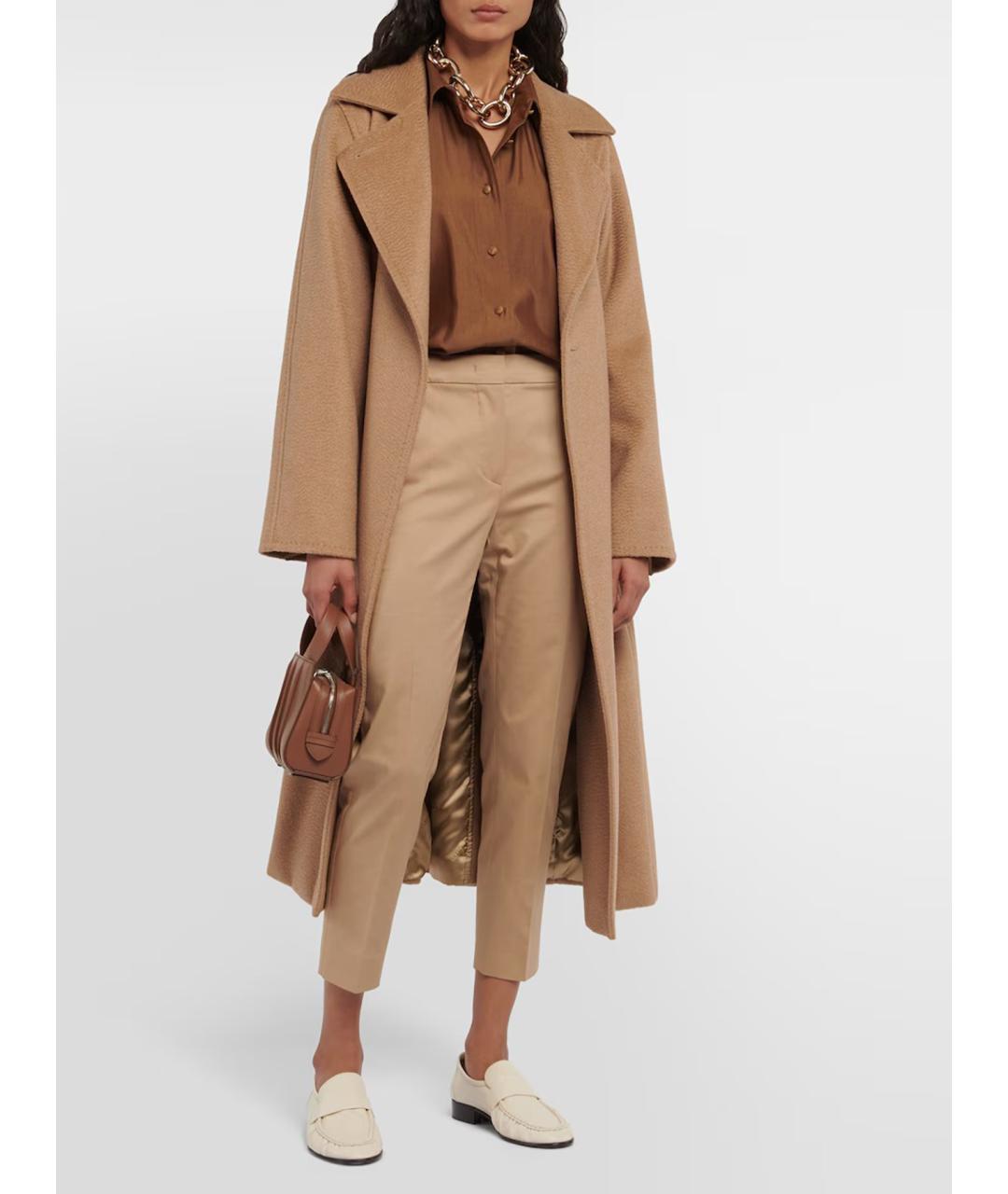 MAX MARA Бежевые хлопковые прямые брюки, фото 2