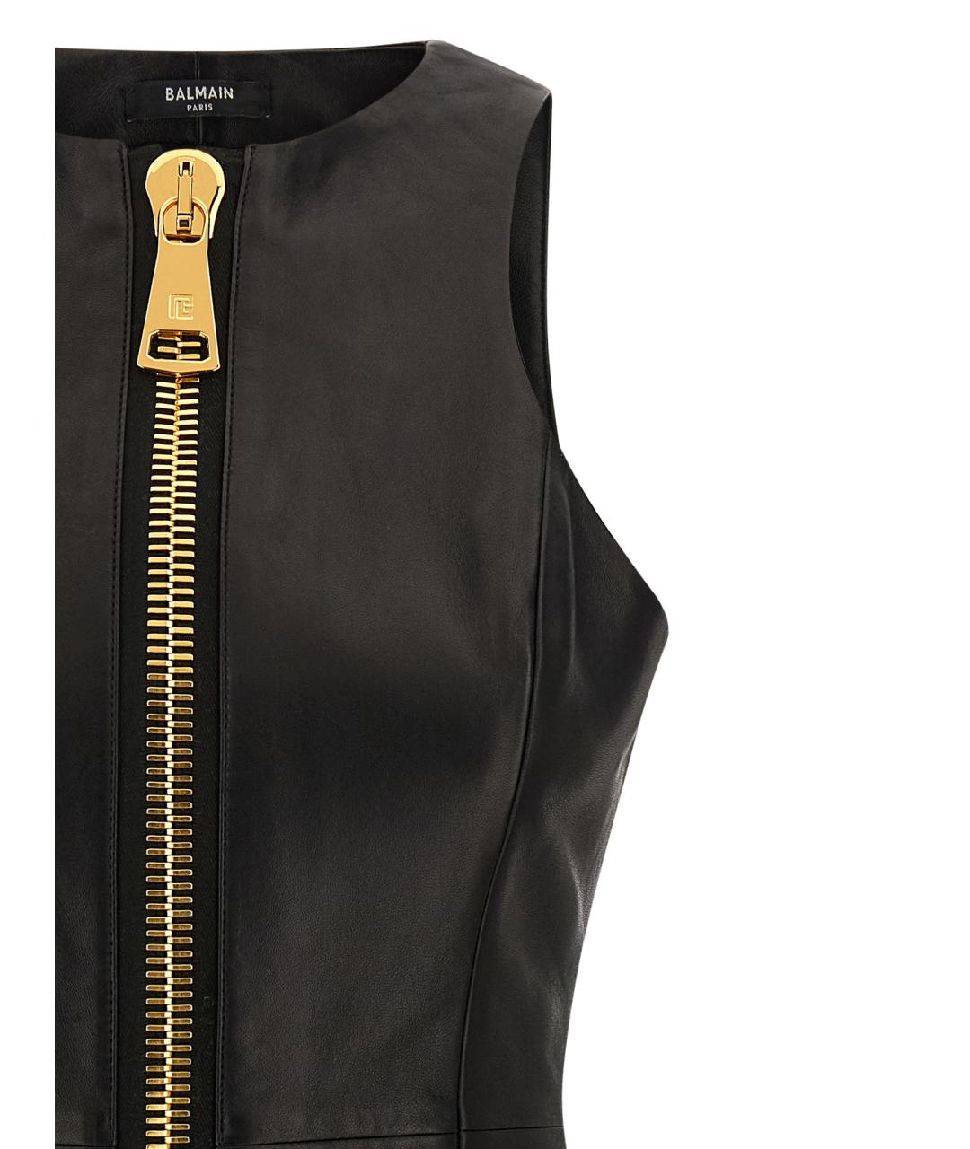 BALMAIN Черное кожаное коктейльное платье, фото 3