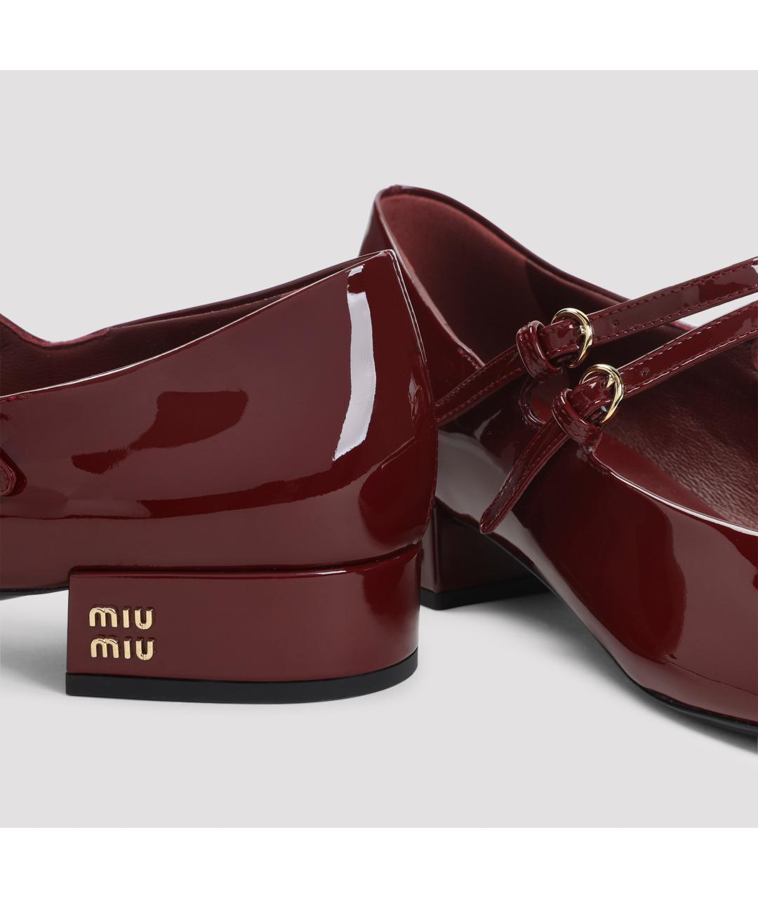 MIU MIU Бордовые кожаные туфли, фото 6