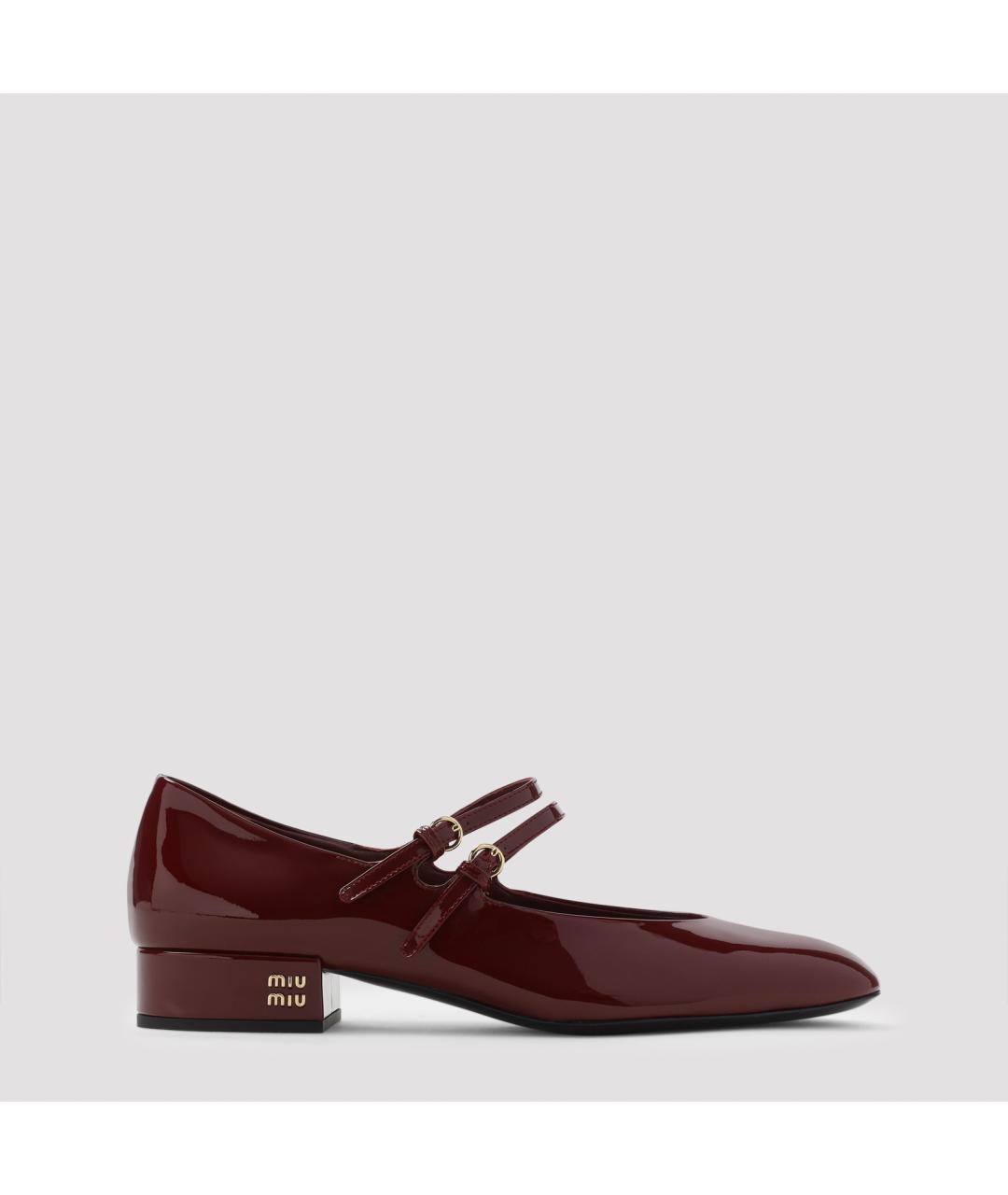 MIU MIU Бордовые кожаные туфли, фото 2