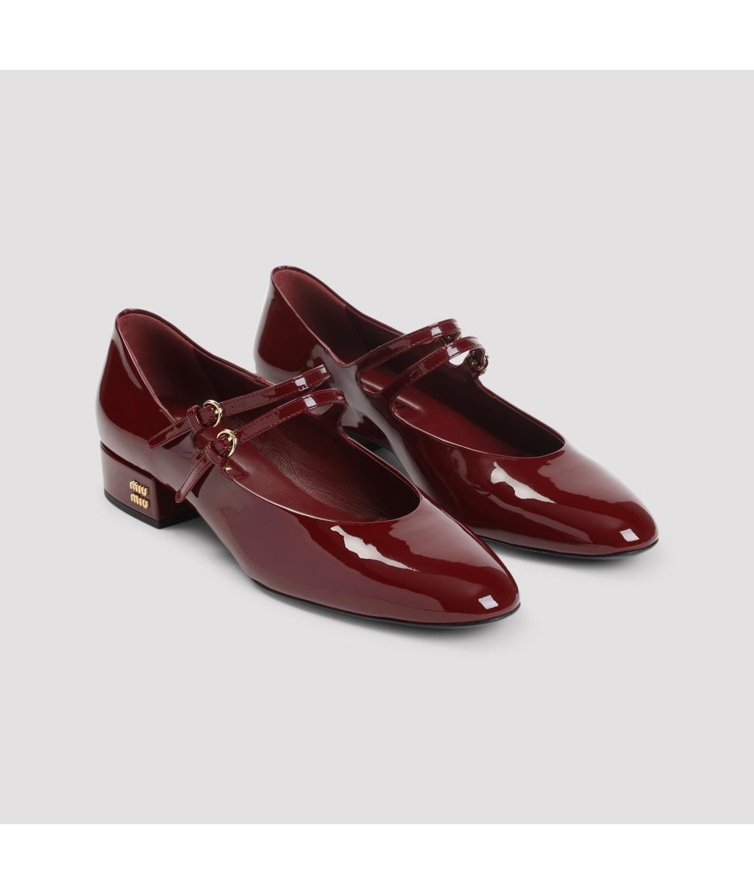 MIU MIU Бордовые кожаные туфли, фото 5