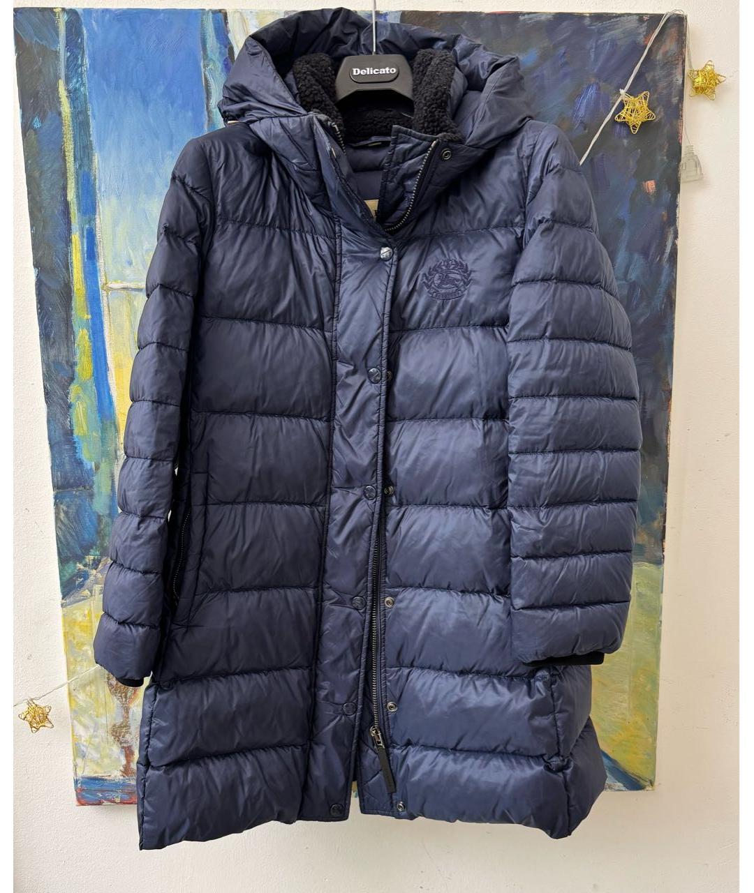 BURBERRY Синий полиэстеровый пуховик, фото 9