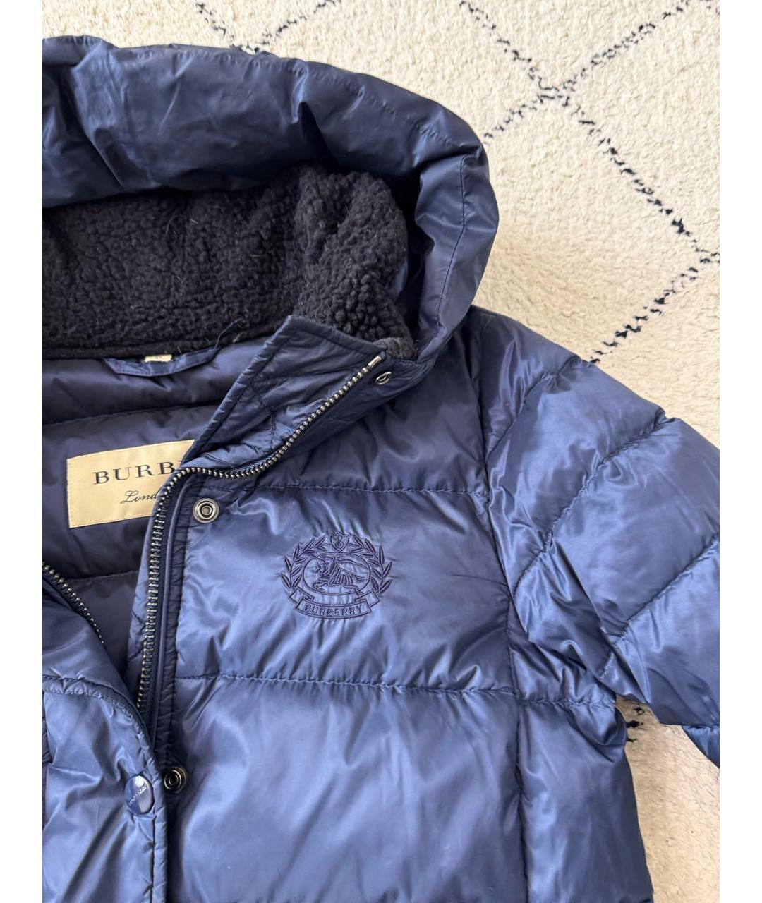 BURBERRY Синий полиэстеровый пуховик, фото 4