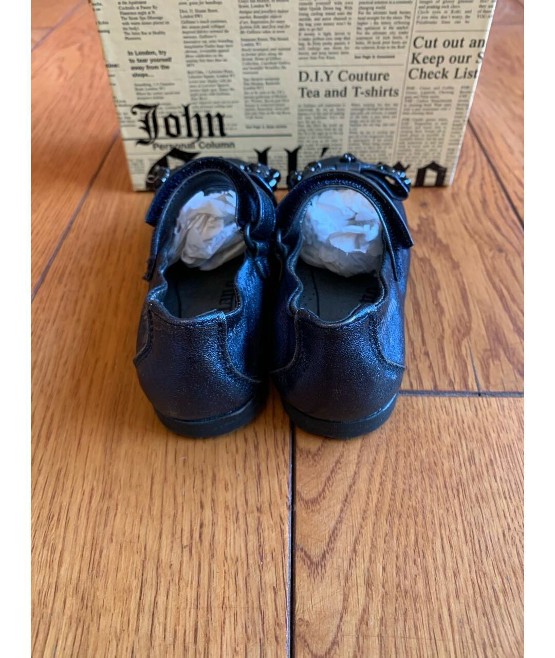 JOHN GALLIANO Темно-синие кожаные балетки и туфли, фото 4