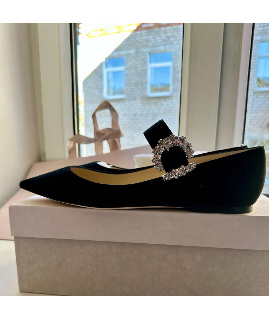 JIMMY CHOO Черные замшевые балетки, фото 8
