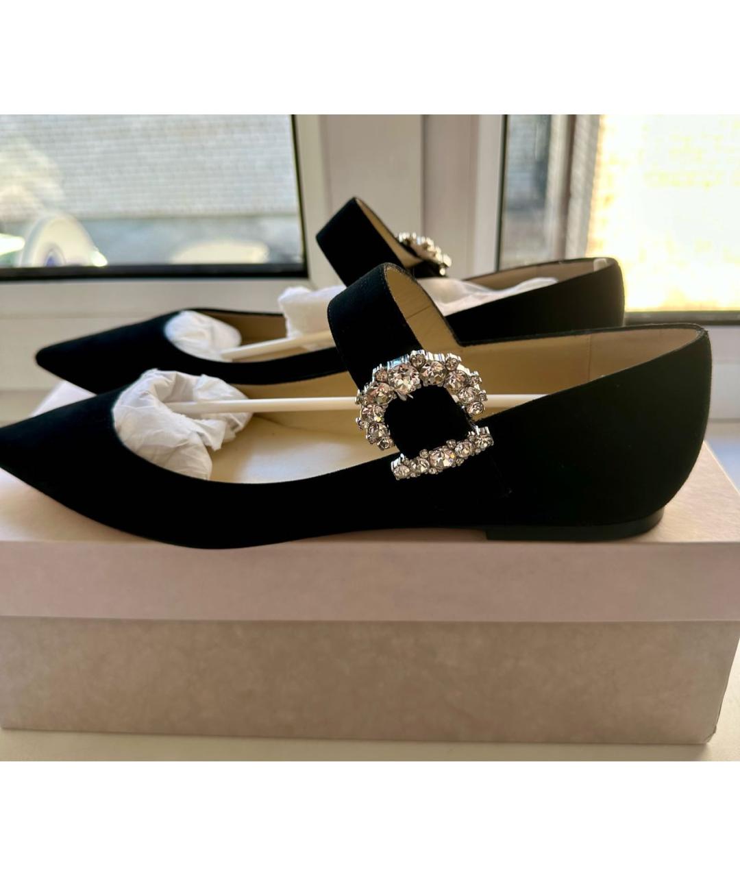 JIMMY CHOO Черные замшевые балетки, фото 7