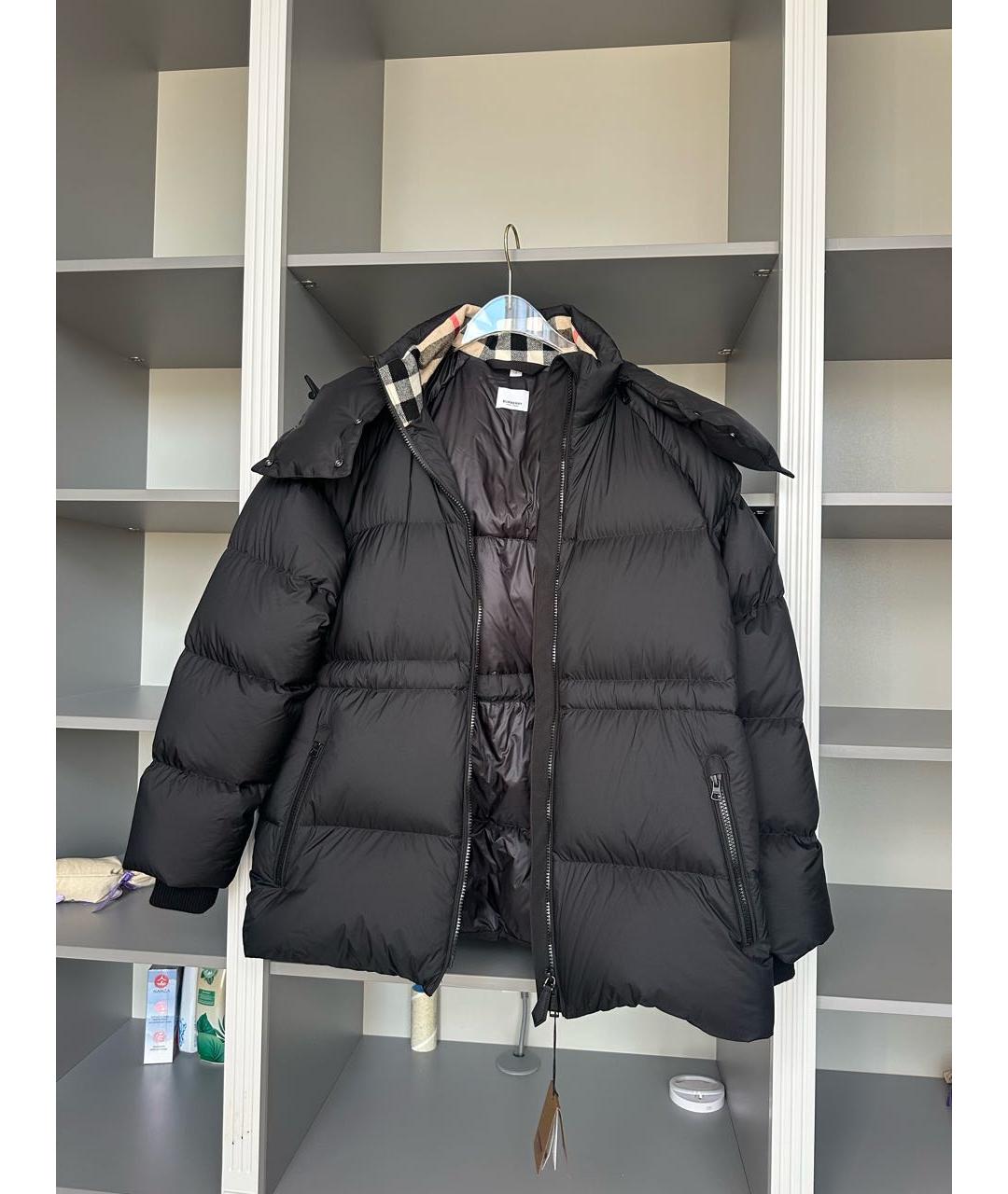 BURBERRY Черный полиэстеровый пуховик, фото 4