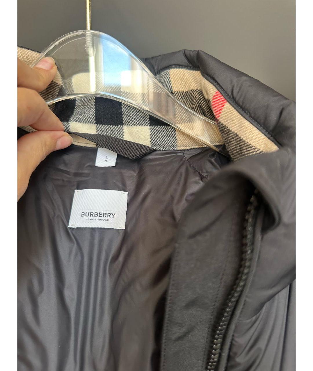 BURBERRY Черный полиэстеровый пуховик, фото 6