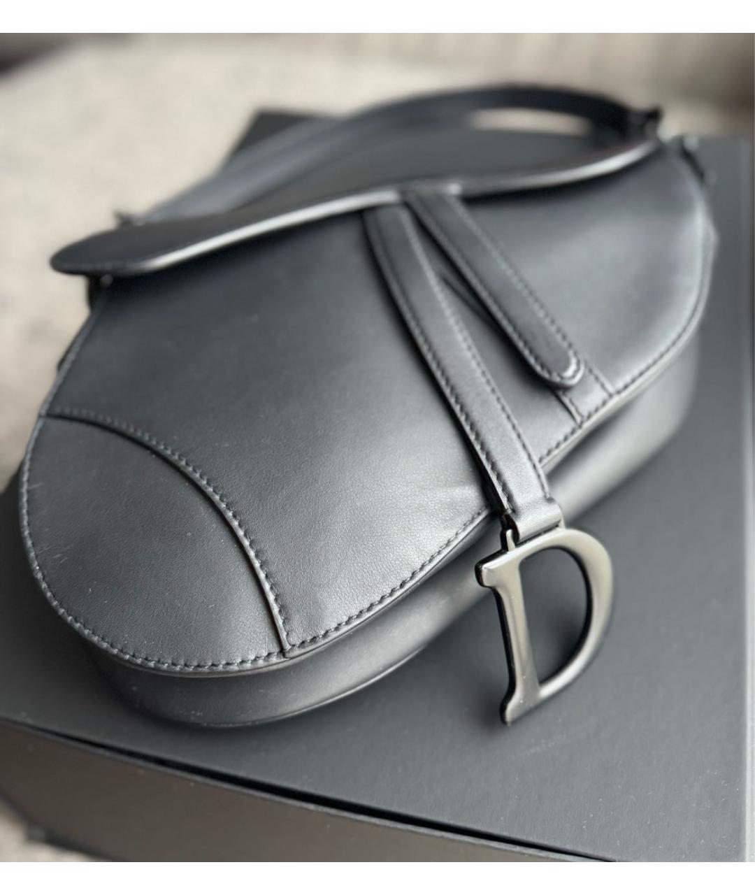 CHRISTIAN DIOR Черная кожаная сумка с короткими ручками, фото 6