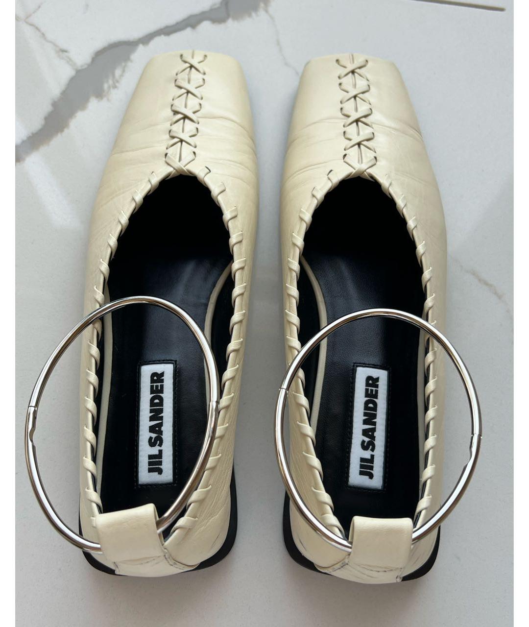 JIL SANDER Бежевые кожаные туфли, фото 3