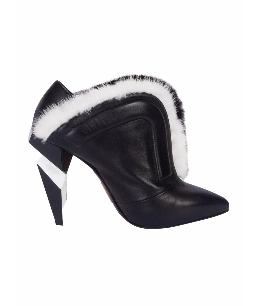 FENDI Черные кожаные ботильоны, фото 1