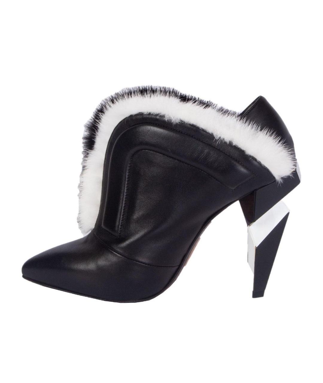 FENDI Черные кожаные ботильоны, фото 9
