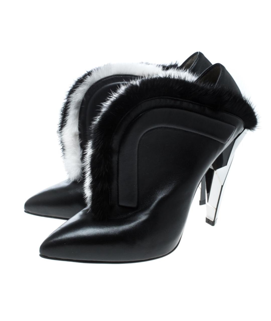 FENDI Черные кожаные ботильоны, фото 5