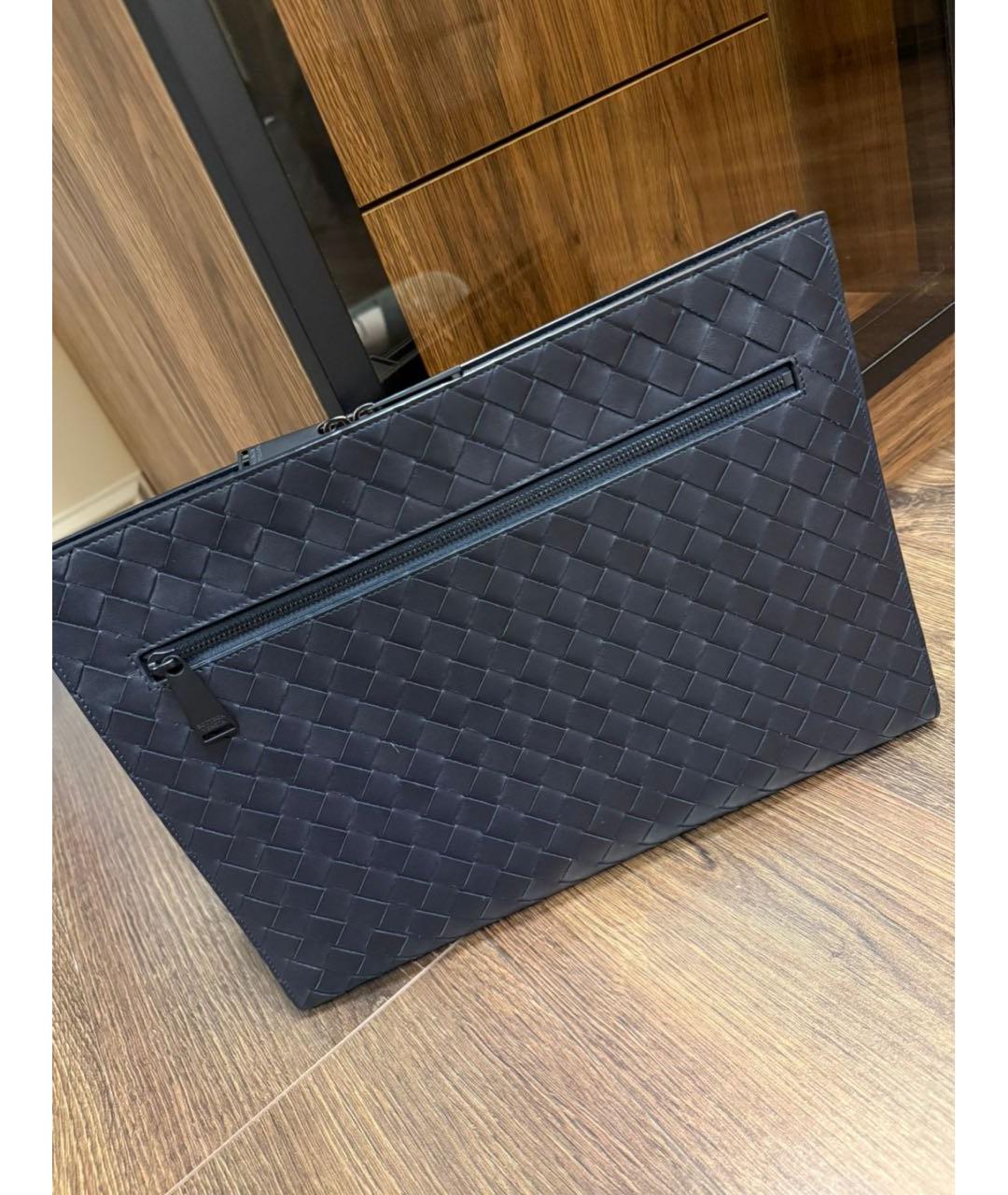 BOTTEGA VENETA Темно-синяя кожаная папка для документов, фото 7