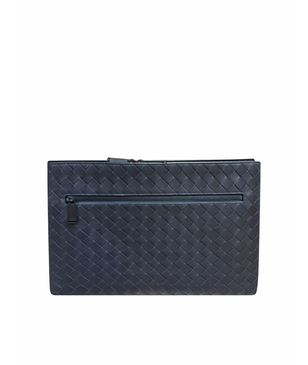 BOTTEGA VENETA Темно-синяя кожаная папка для документов, фото 1