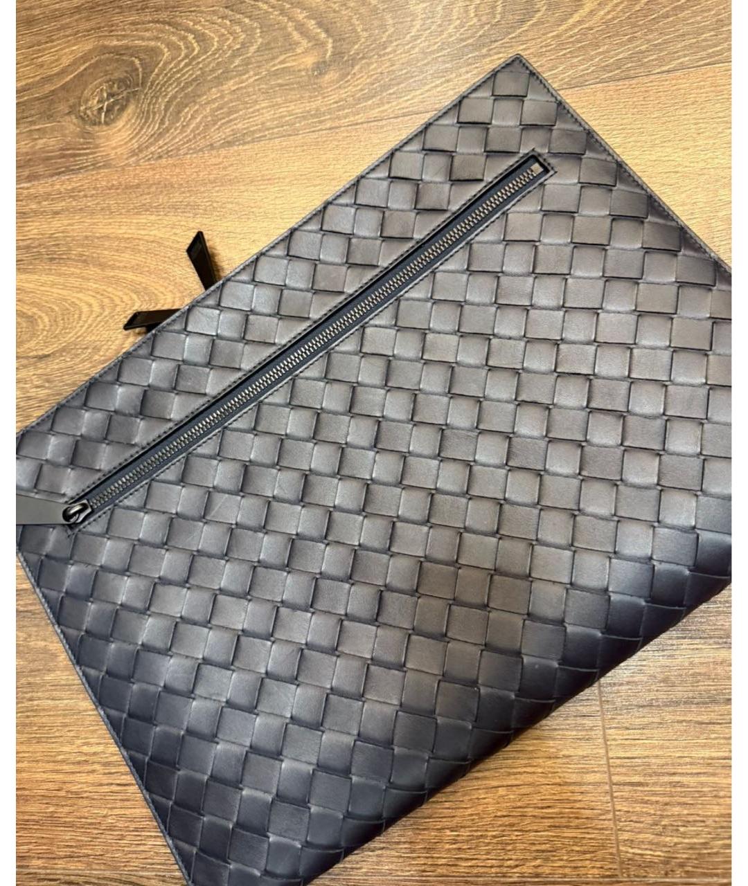 BOTTEGA VENETA Темно-синяя кожаная папка для документов, фото 2