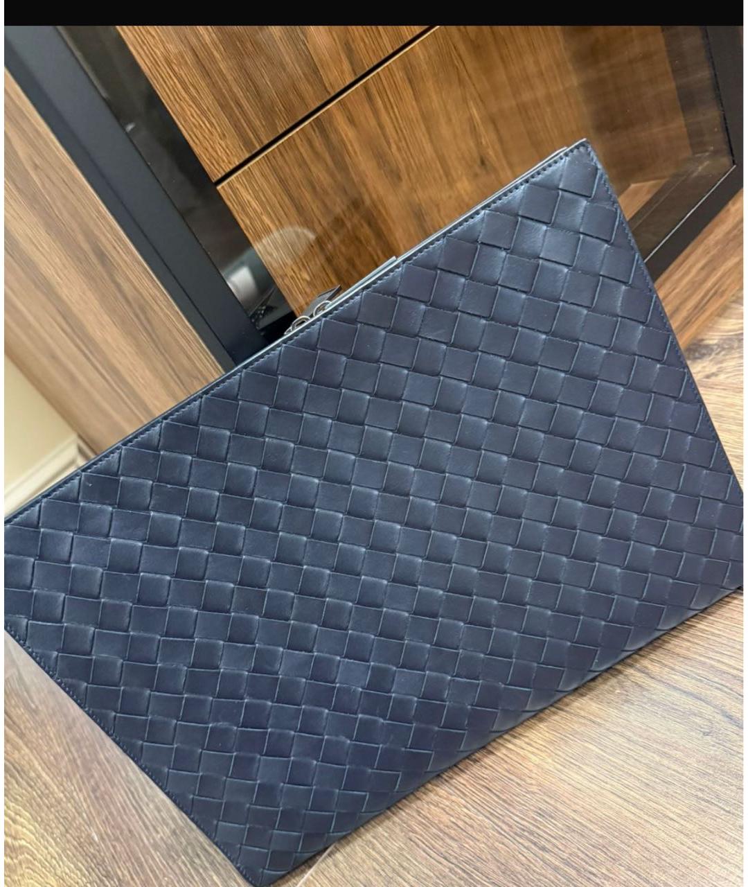 BOTTEGA VENETA Темно-синяя кожаная папка для документов, фото 3