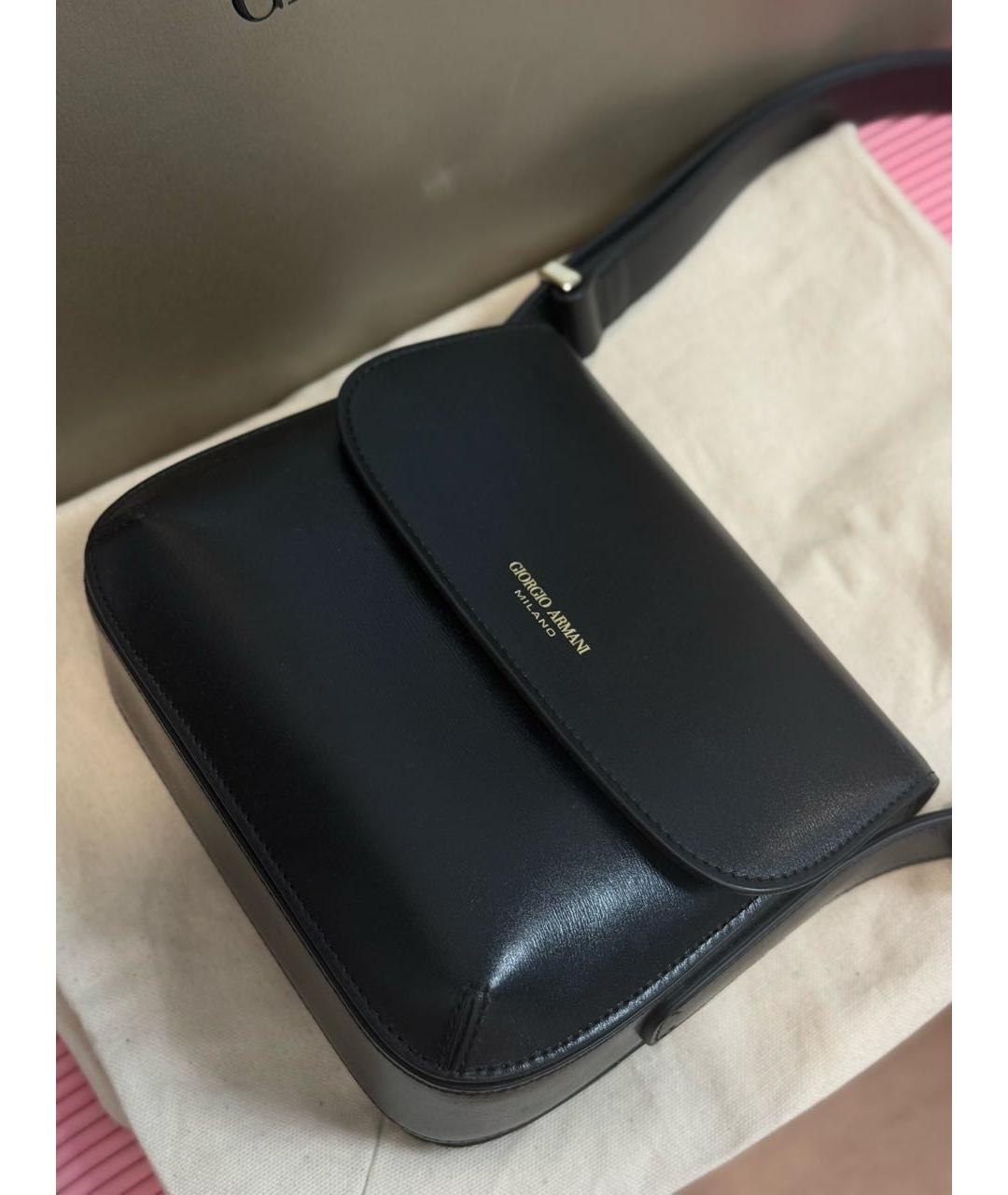 GIORGIO ARMANI Черная кожаная сумка с короткими ручками, фото 4