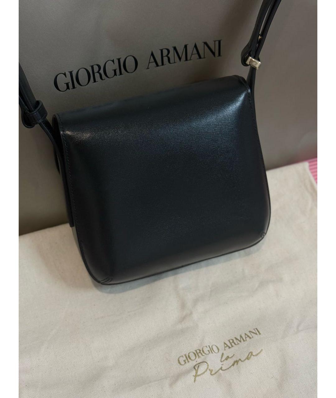 GIORGIO ARMANI Черная кожаная сумка с короткими ручками, фото 6