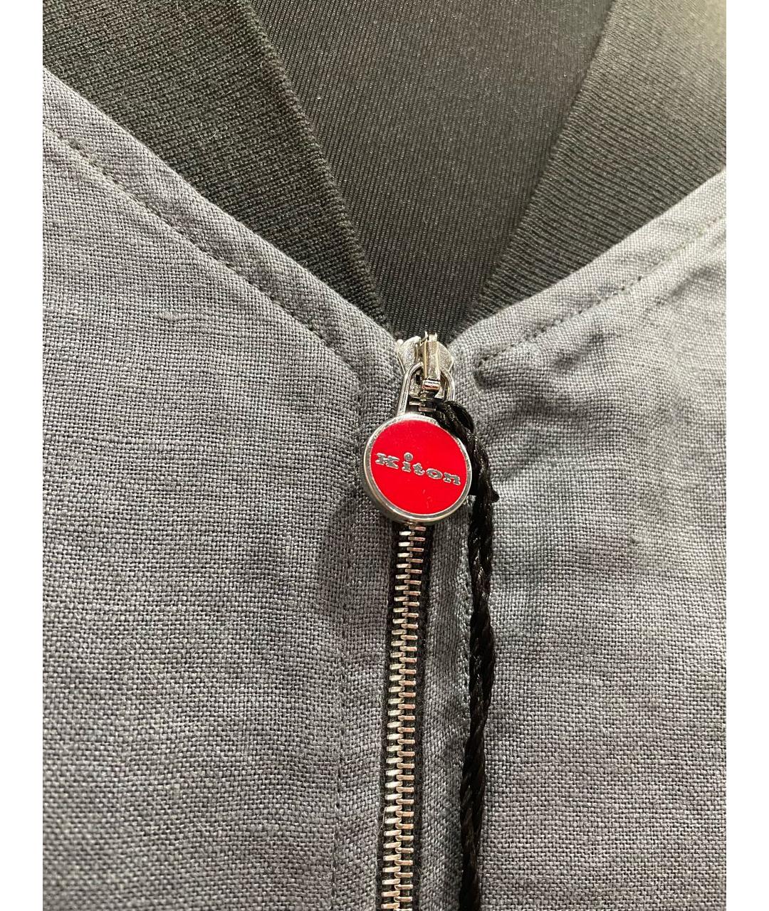 KITON Серая льняная куртка, фото 4