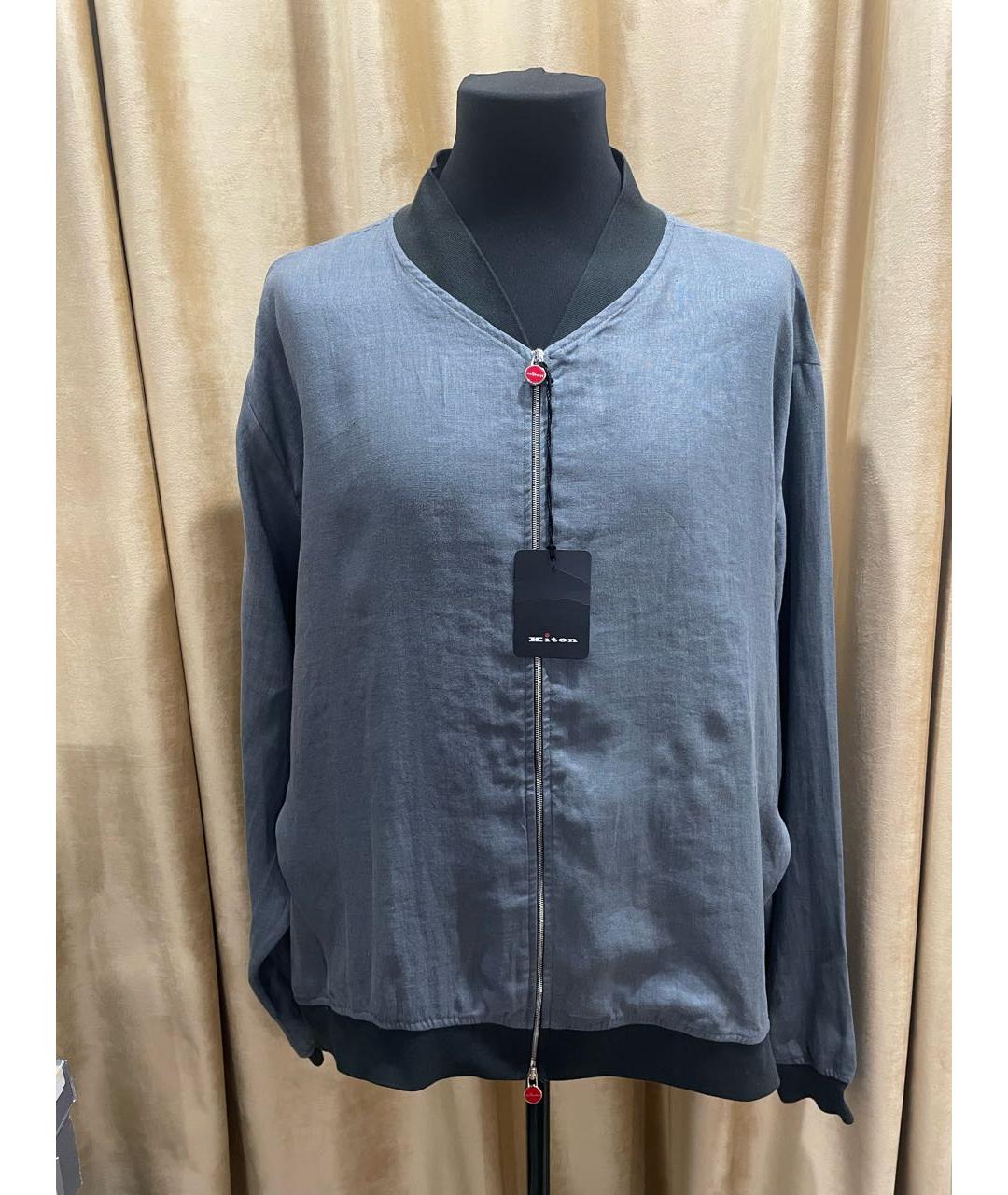 KITON Серая льняная куртка, фото 7