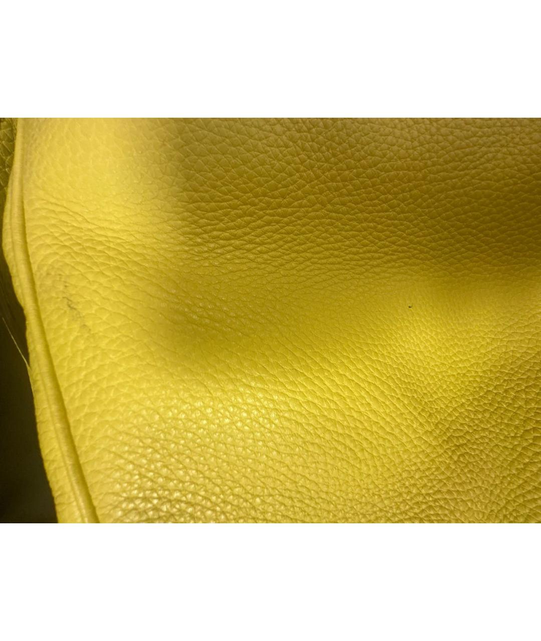 GUCCI Желтая кожаная сумка с короткими ручками, фото 5