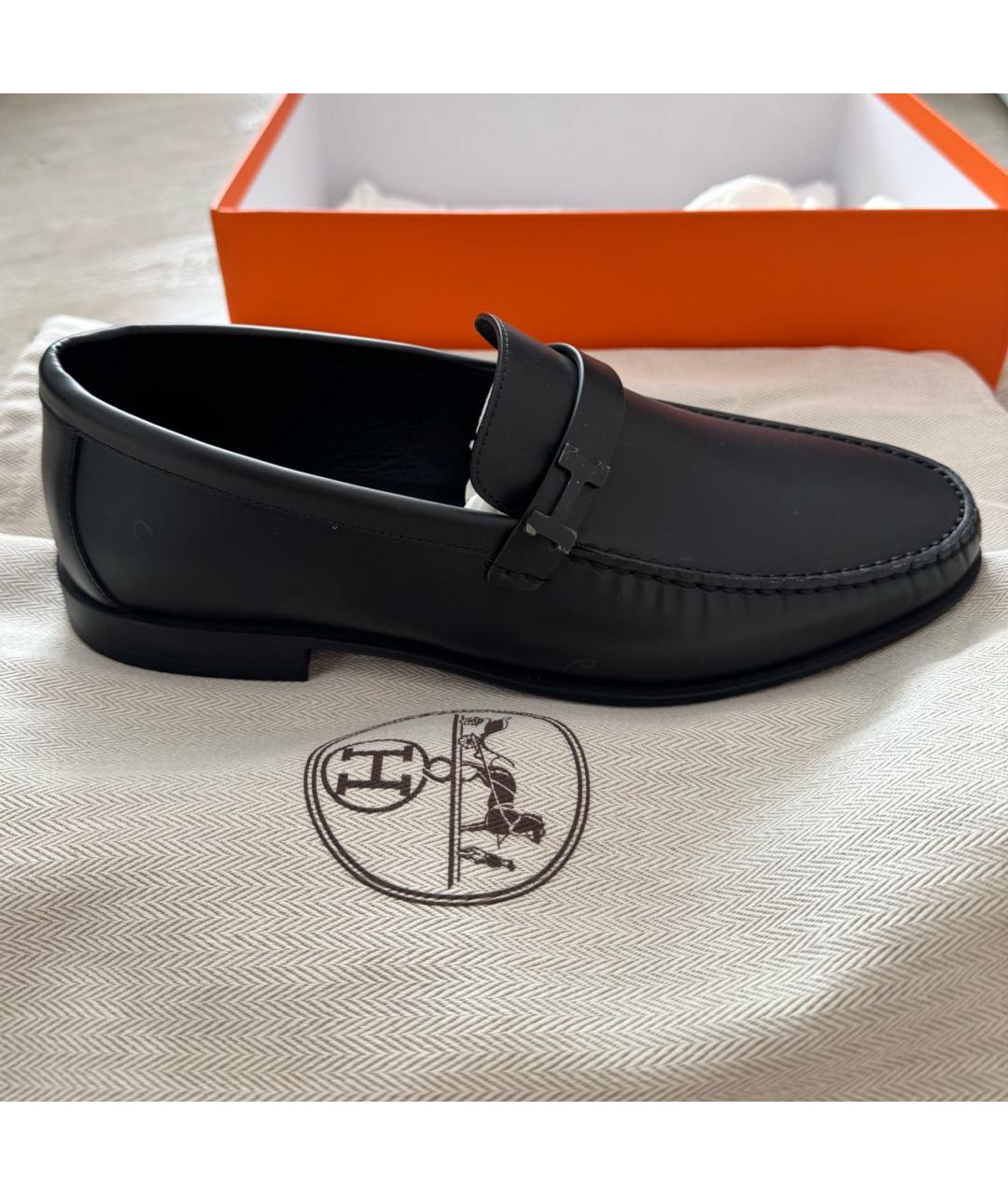 HERMES Черные кожаные лоферы, фото 7