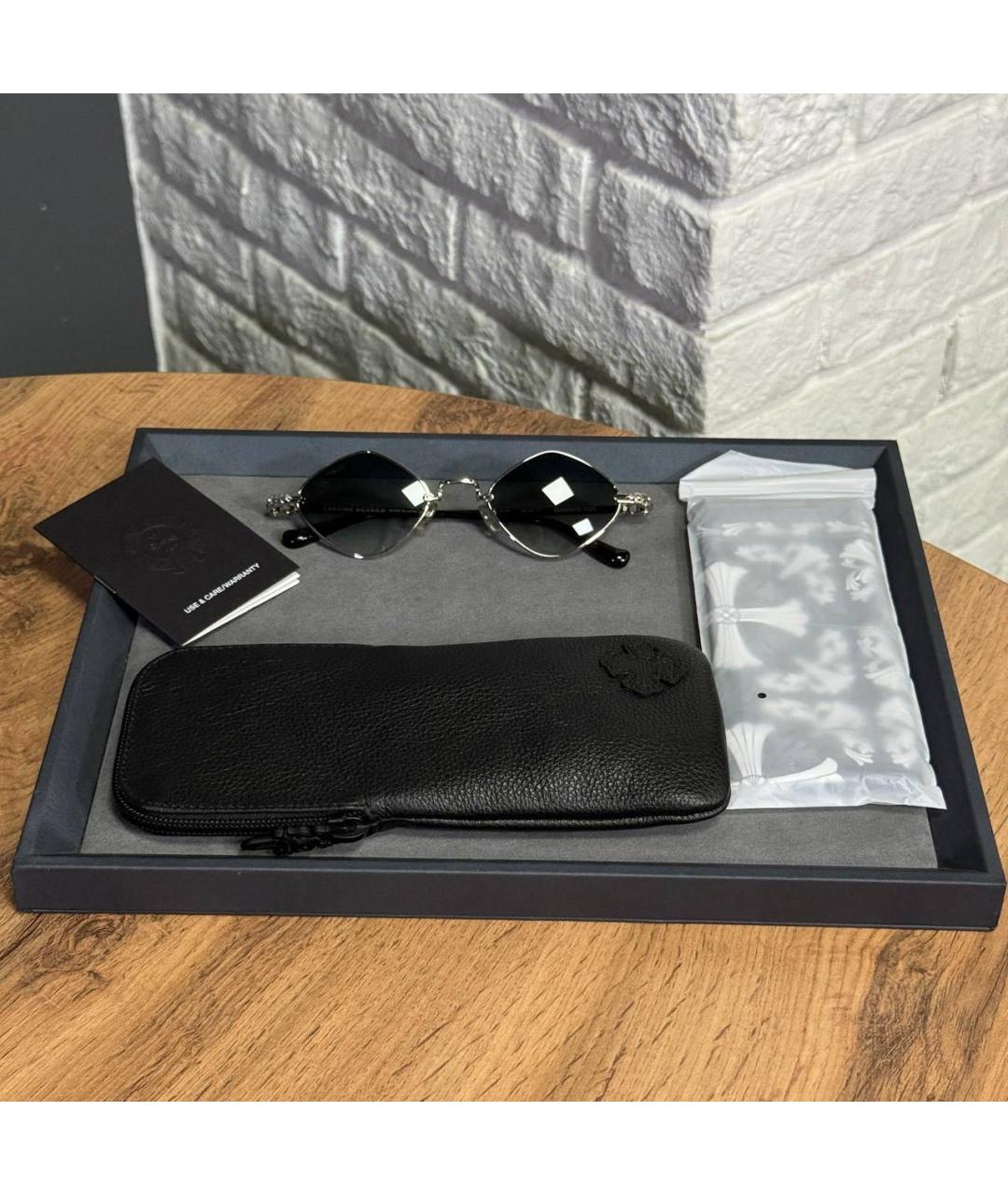 CHROME HEARTS Черные металлические солнцезащитные очки, фото 4