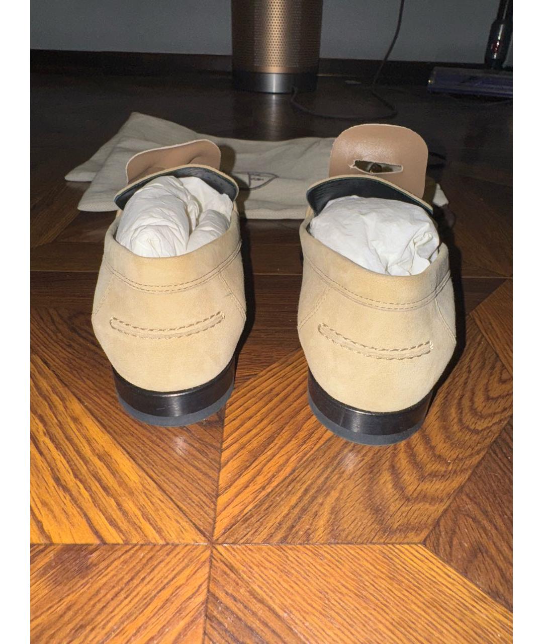 HERMES Бежевые замшевые лоферы, фото 5