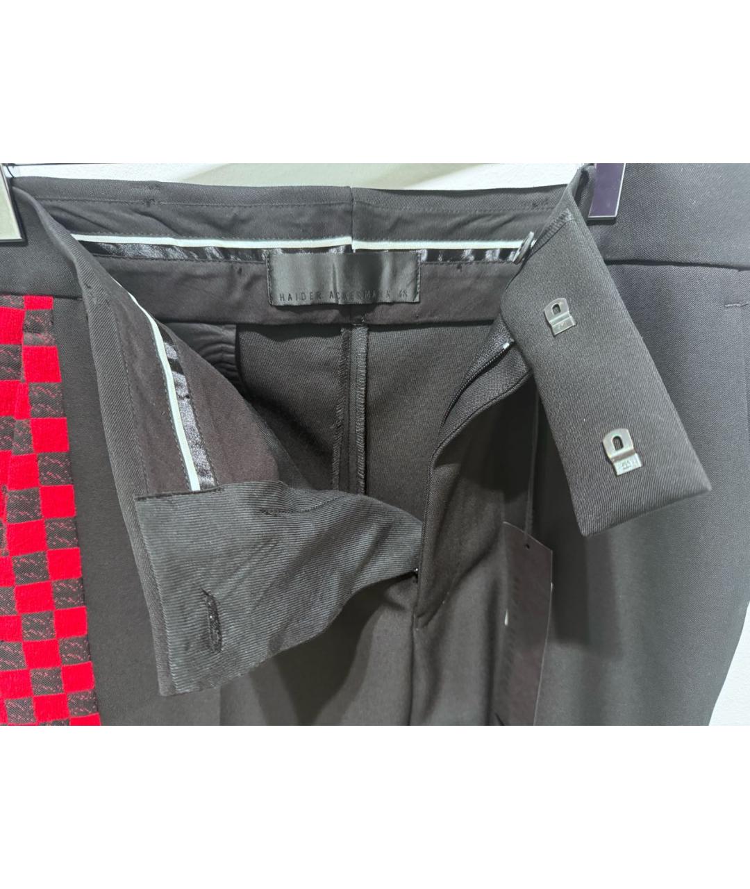 HAIDER ACKERMANN Черные шерстяные классические брюки, фото 3