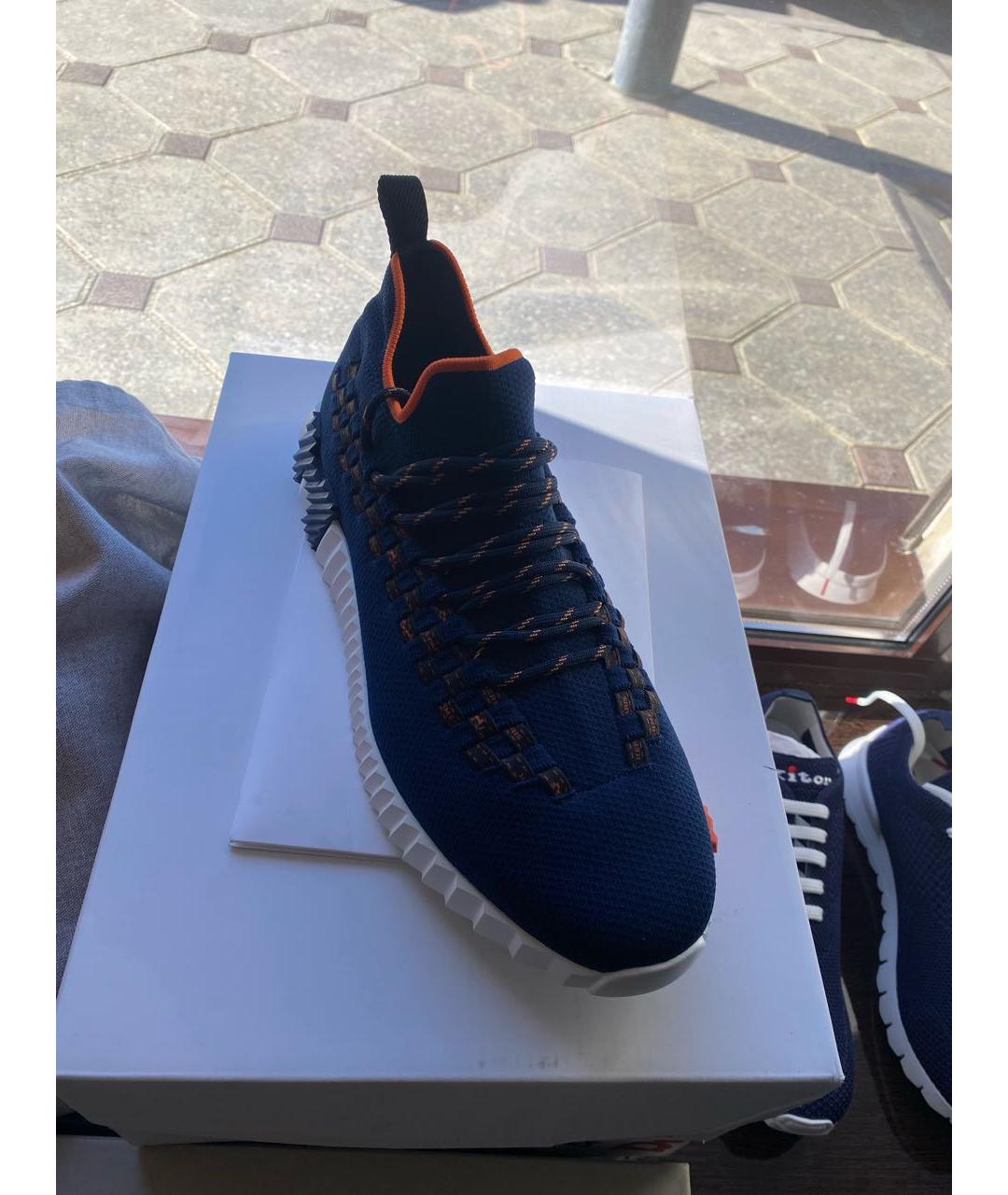 HERMES Темно-синие текстильные низкие кроссовки / кеды, фото 2