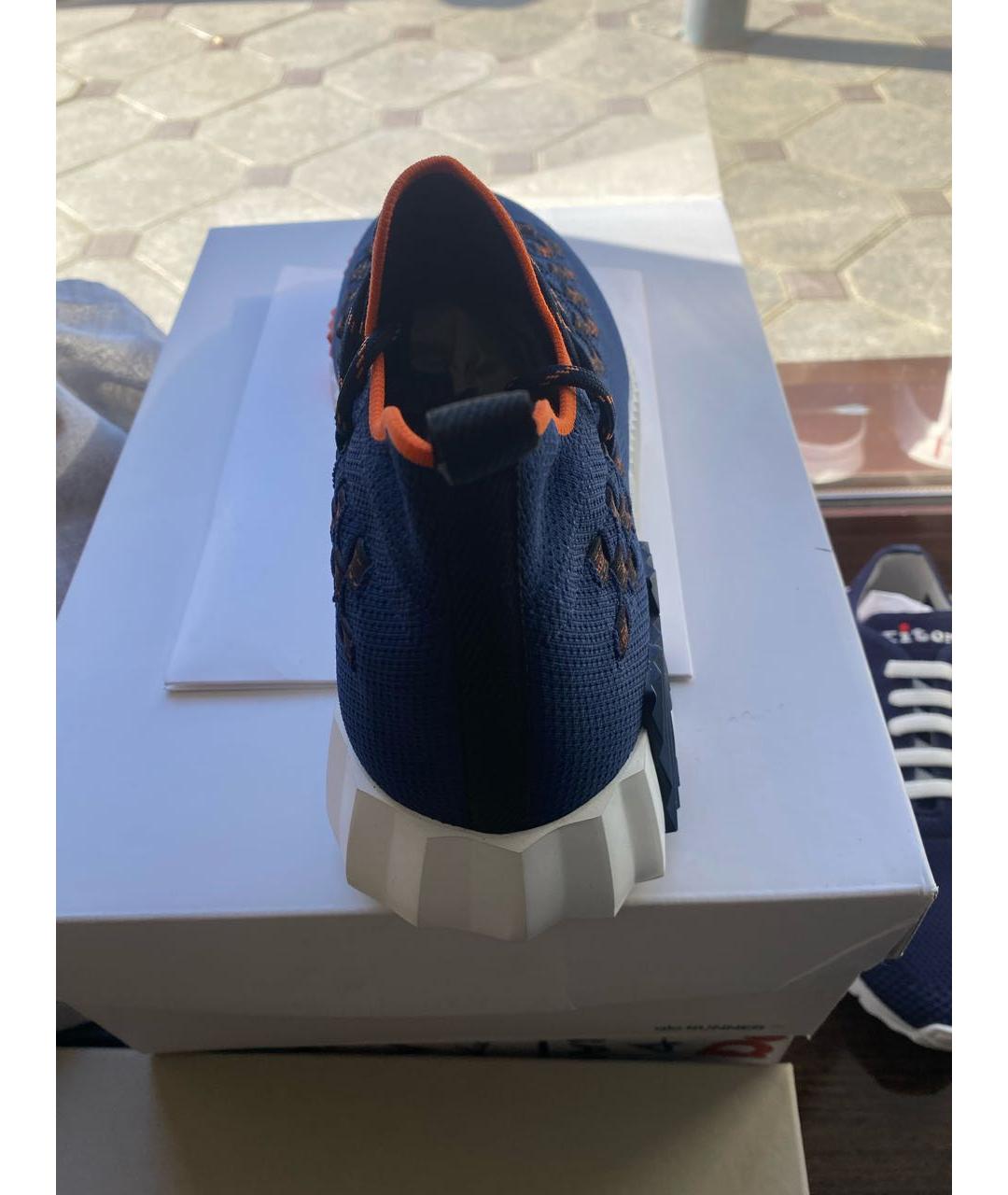 HERMES Темно-синие текстильные низкие кроссовки / кеды, фото 4
