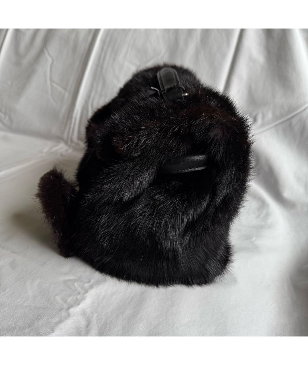 READYMADE Черная меховая сумка с короткими ручками, фото 3