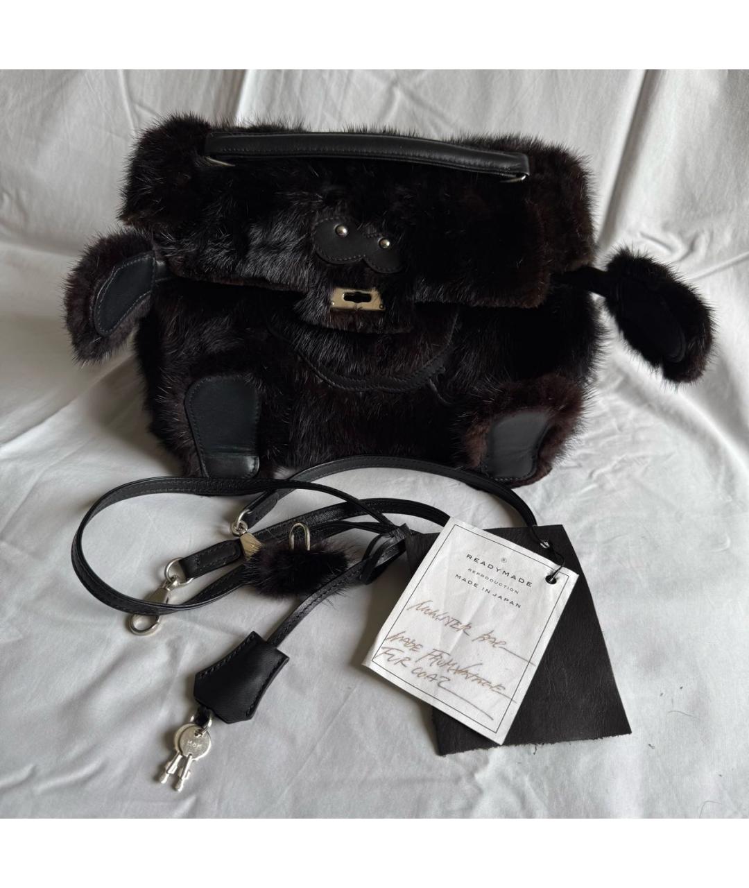 READYMADE Черная меховая сумка с короткими ручками, фото 8