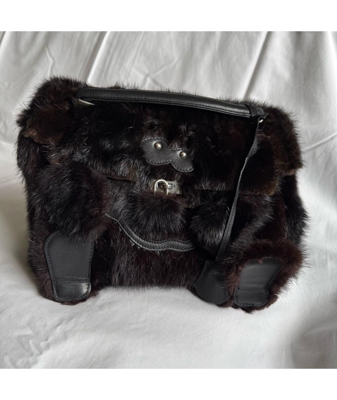 READYMADE Черная меховая сумка с короткими ручками, фото 9