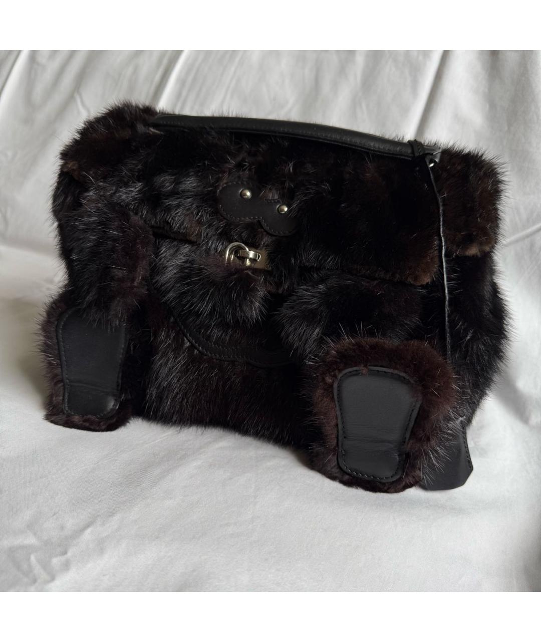 READYMADE Черная меховая сумка с короткими ручками, фото 2