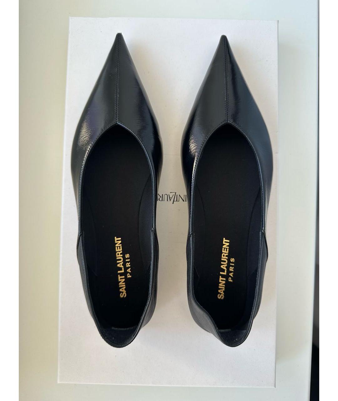 SAINT LAURENT Черные кожаные балетки, фото 3