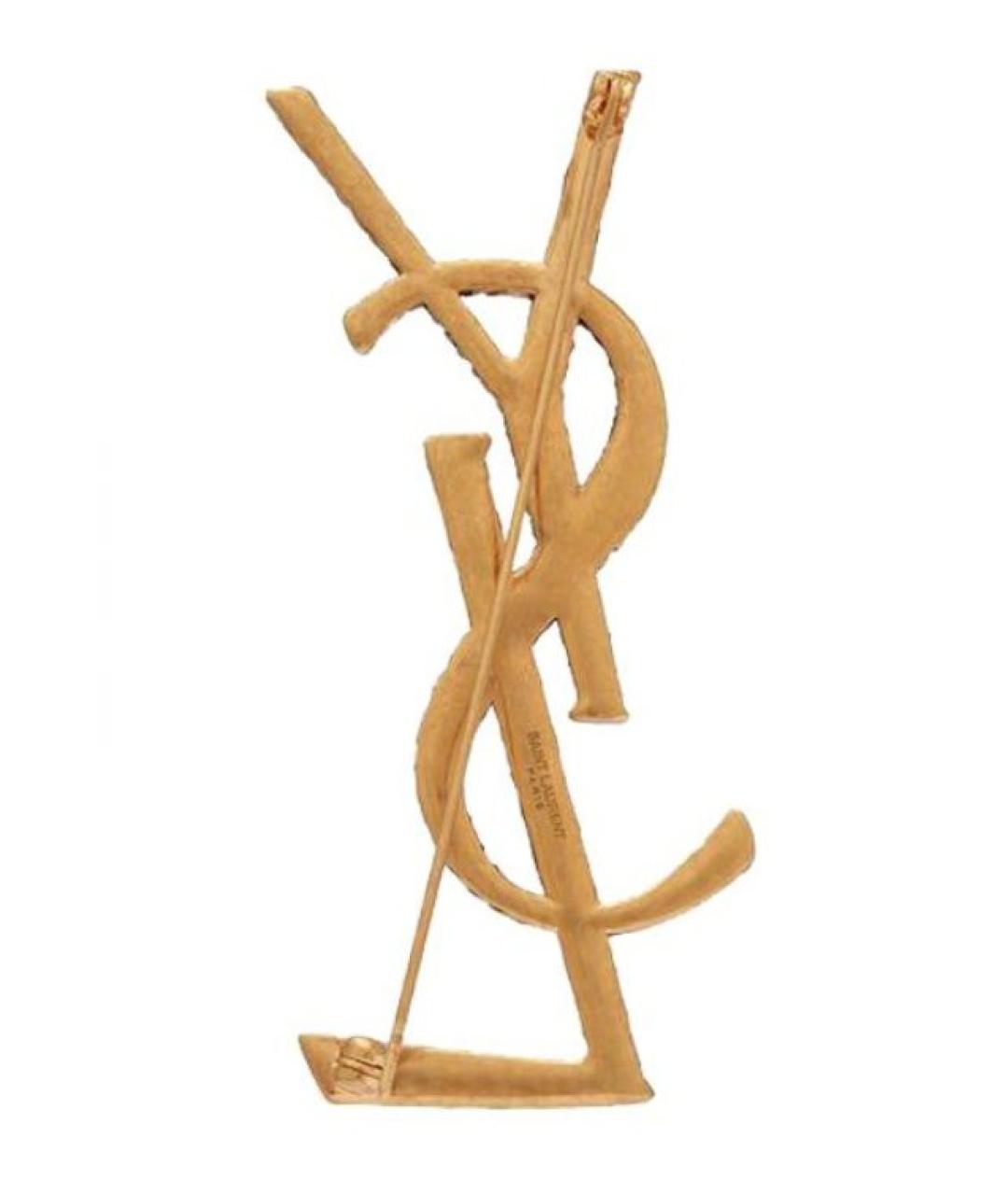 SAINT LAURENT Золотая брошь, фото 2