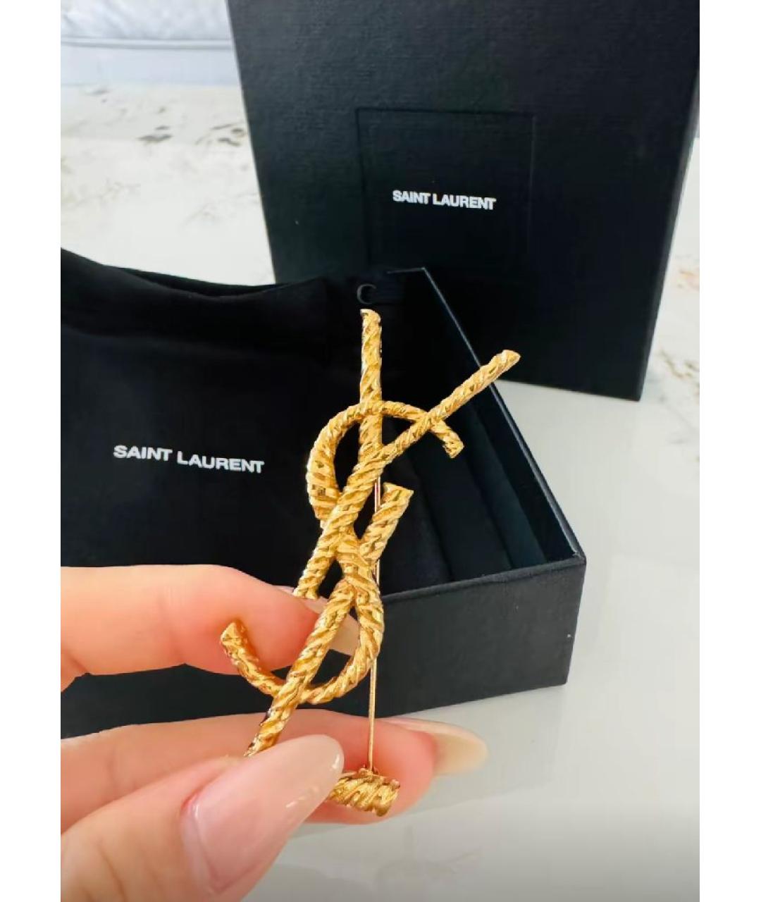 SAINT LAURENT Золотая брошь, фото 8